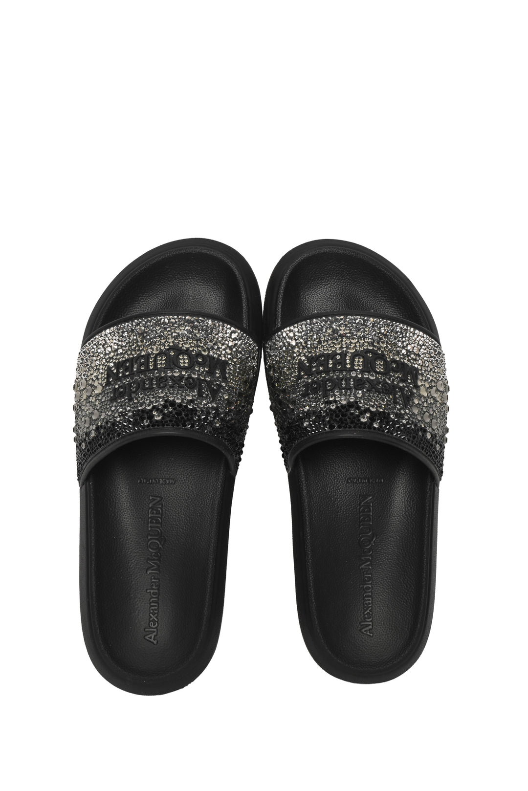Alexander Mcqueen Size 36 Crystal Embellished Logo Slide Sandals