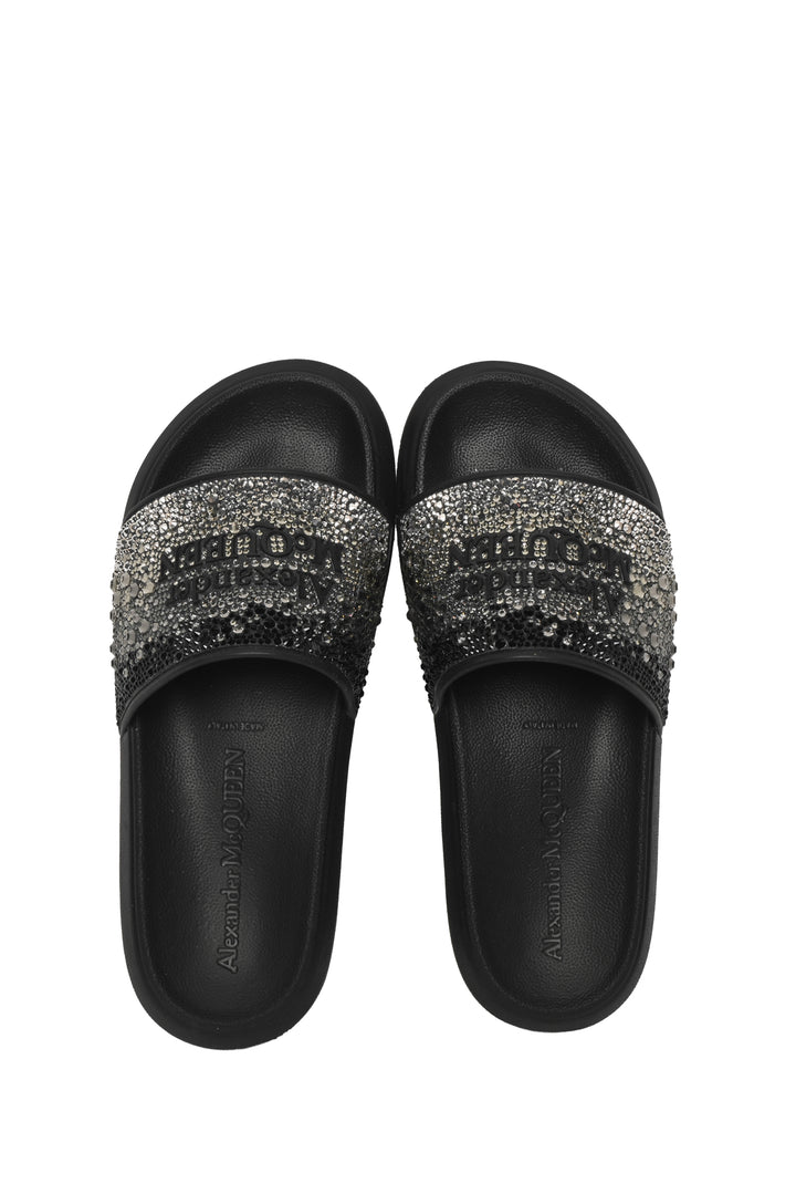 Alexander Mcqueen Size 36 Crystal Embellished Logo Slide Sandals