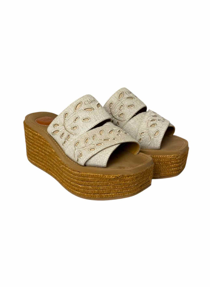 Chloe Size 36 Woodu Platform Espadrille Sandals