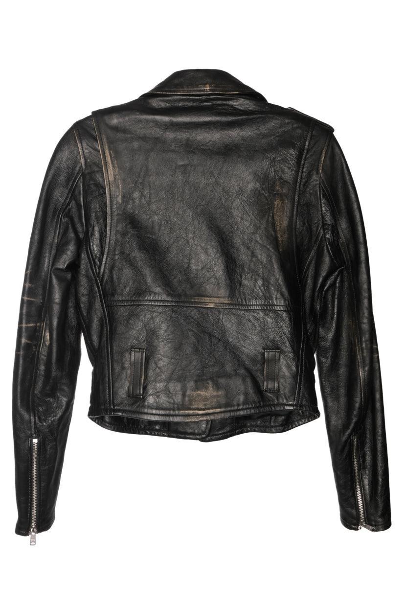 Re/Done Size XS Distressed Leather Moto Cropped Jacket