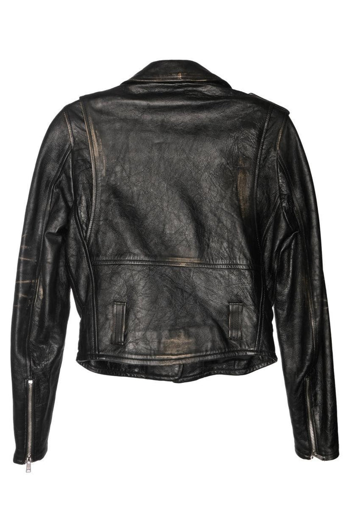 Re/Done Size XS Distressed Leather Moto Cropped Jacket