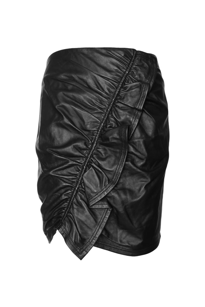 ALC Size 4 Ruffle Trim Lamb Leather Mini Skirt