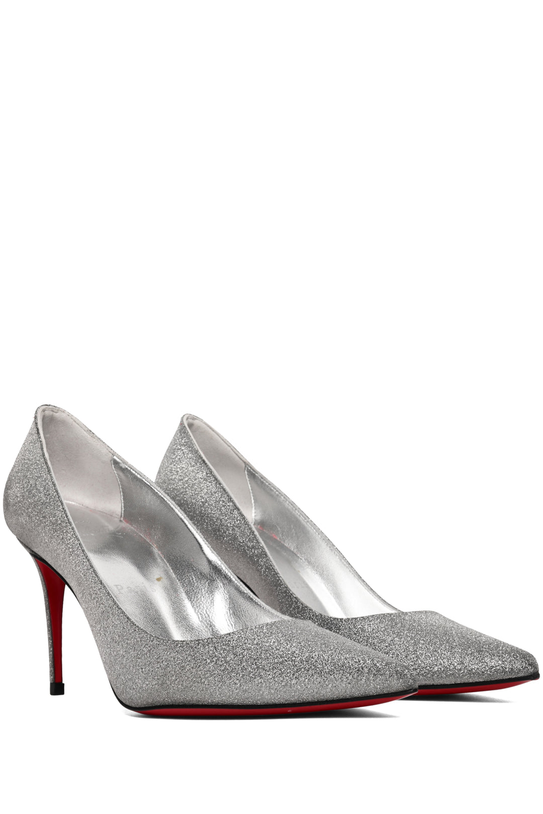 Louboutin Size 36 Kate 85 Silver Sparkle Pumps