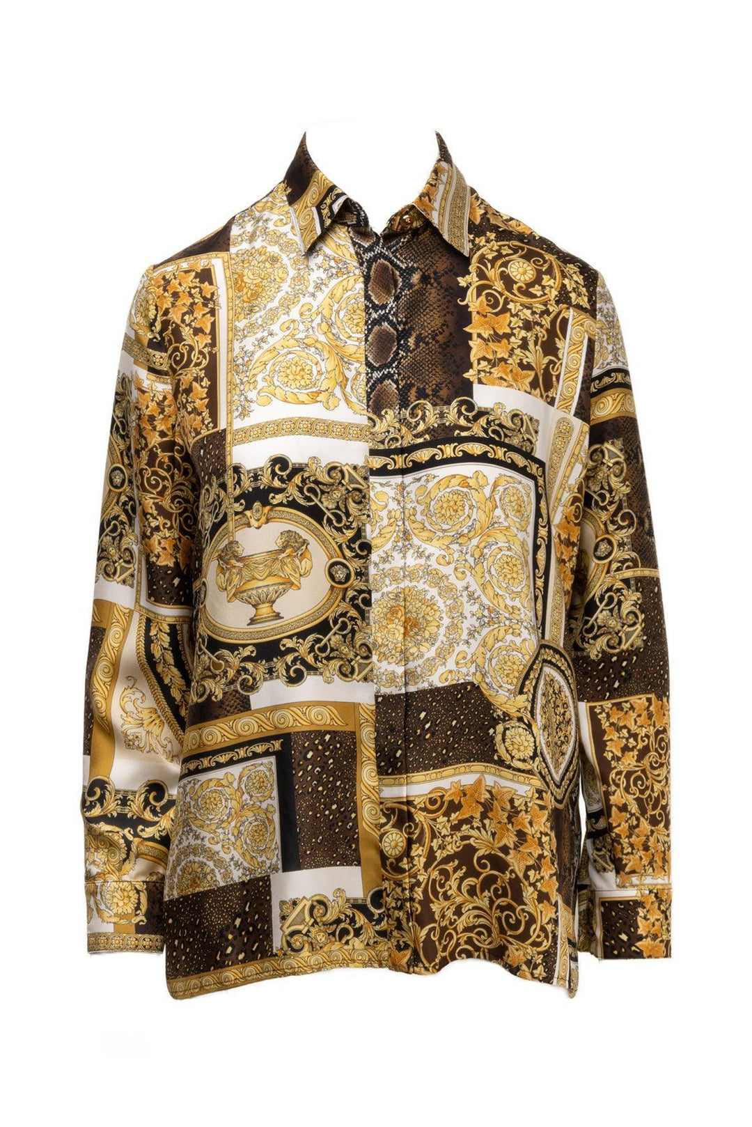 Versace Size 40 Baroque Print Silk Blouse