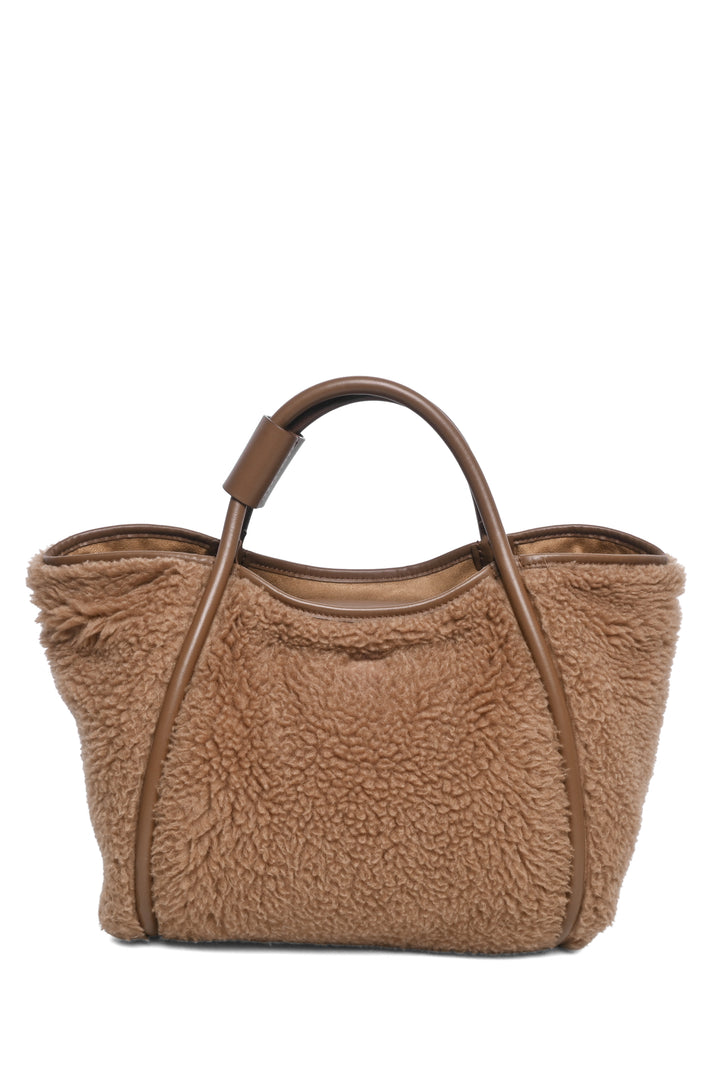 Max Mara Marine Leather Trim Teddy Shoulder Bag