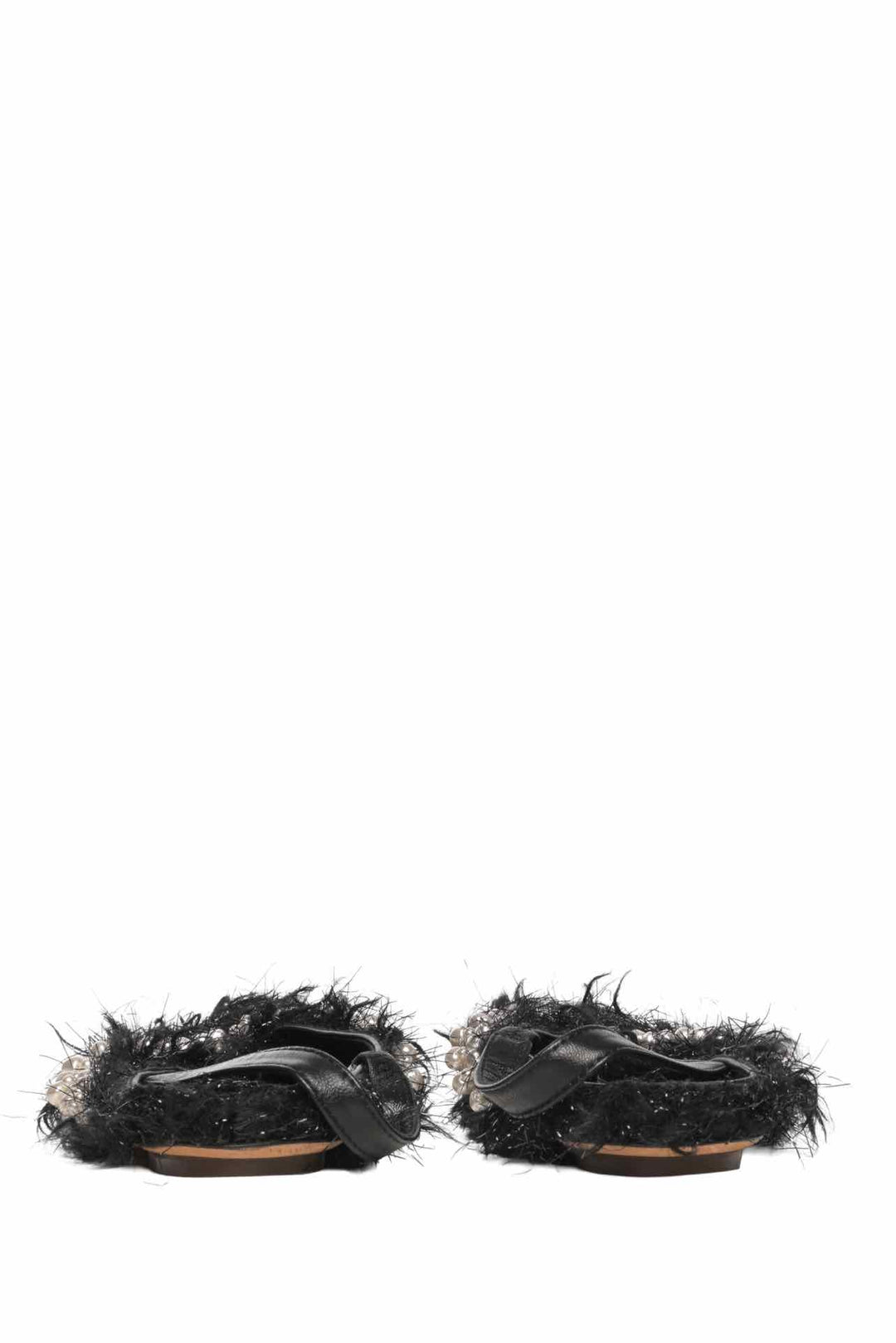 Simone Rocha Size 38 Embellished Fuzzy Pointed Toe Slingback Flats