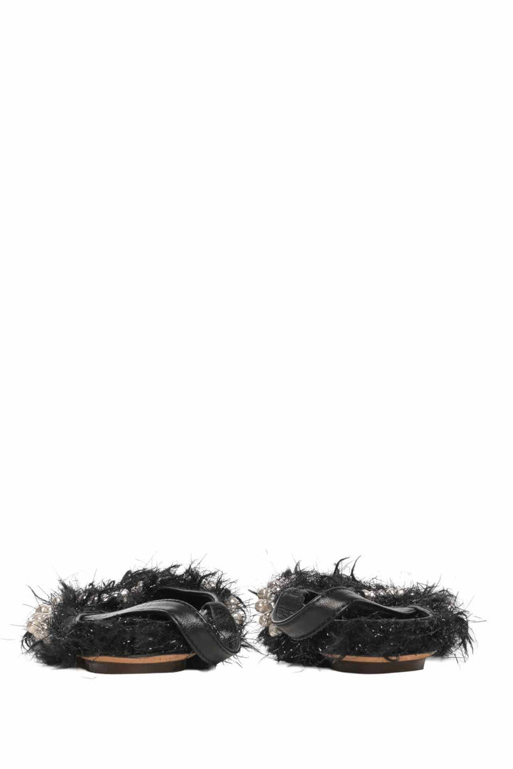 Simone Rocha Size 38 Embellished Fuzzy Pointed Toe Slingback Flats