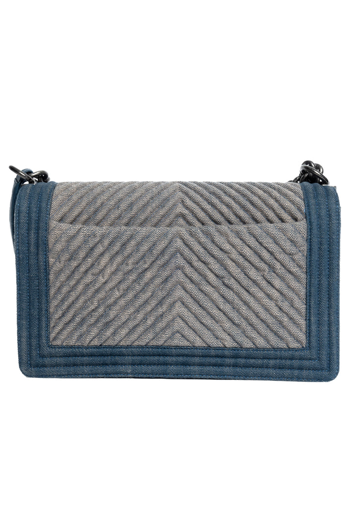 Chanel 2014-15 Medium Denim Chevron Boy Bag