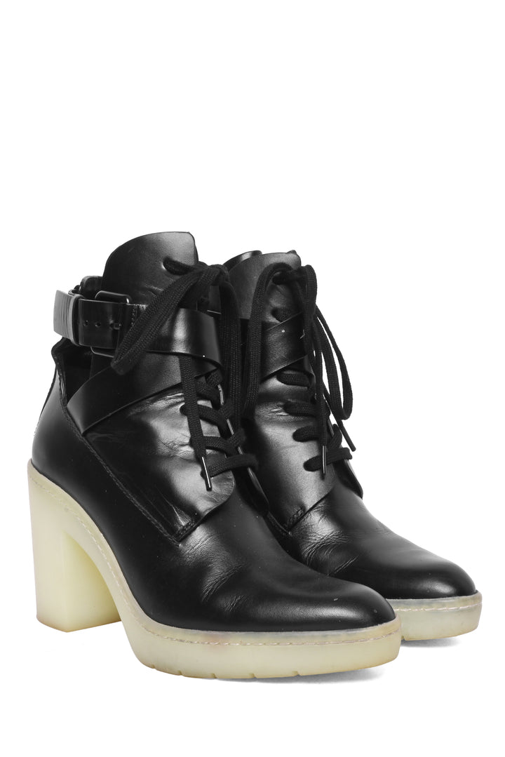 Alexander Wang Size 36 Lace-Up Cutout Leather Ankle Boots