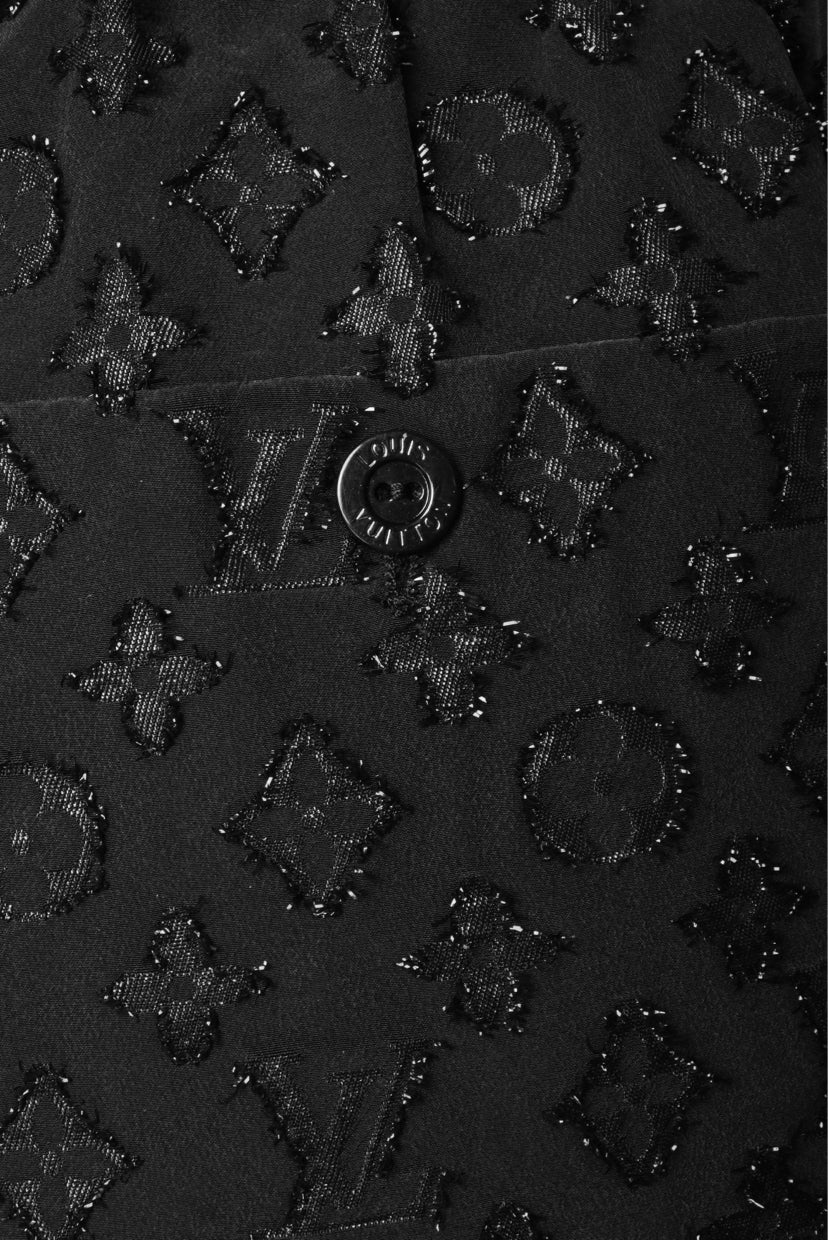 Louis Vuitton Size 36 Metallic Monogram Silk Pants