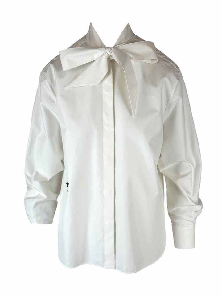Dior Size 6 Embroidered Cotton Poplin Blouse