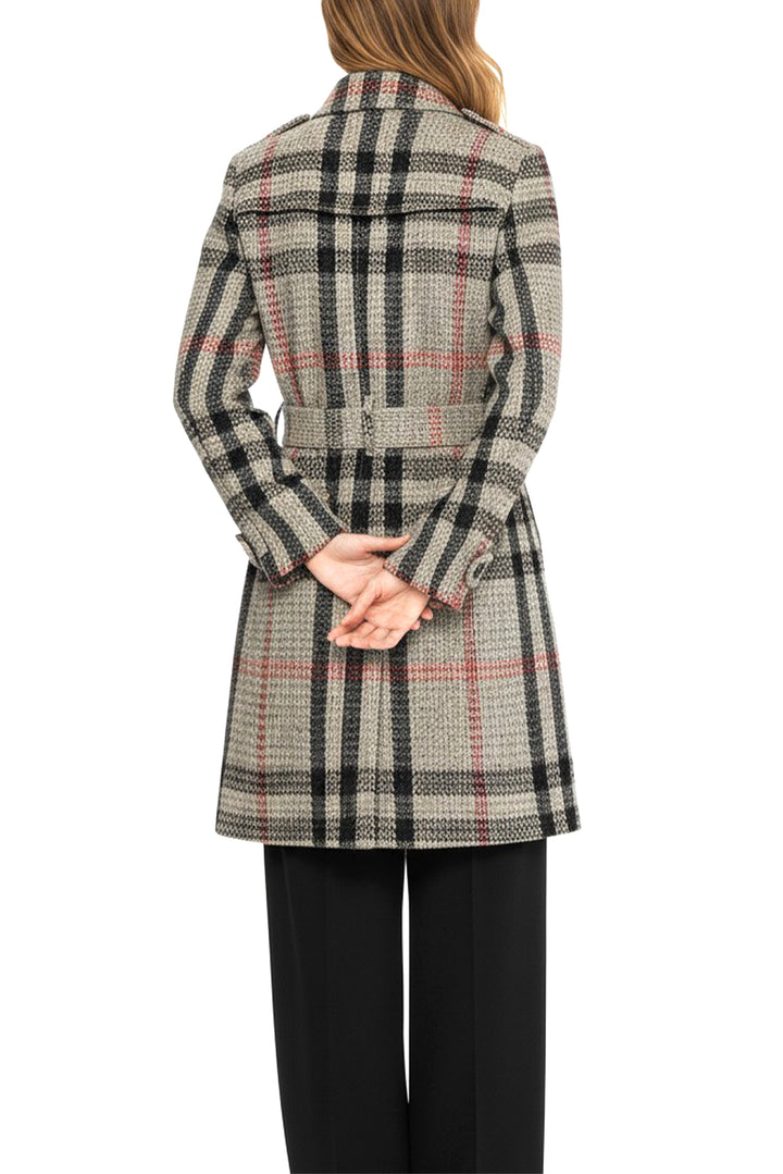 Burberry Brit Size 6 Double Breasted Knit Check Wool Coat