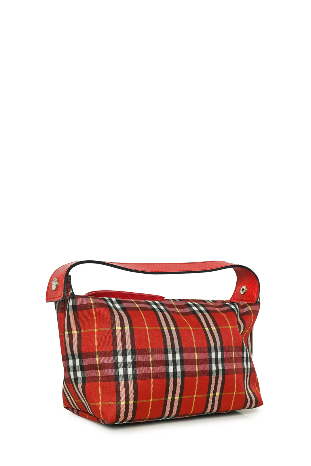 Burberry Saffiano Leather Trimmed Check Print Mini Nylon Shoulder Bag