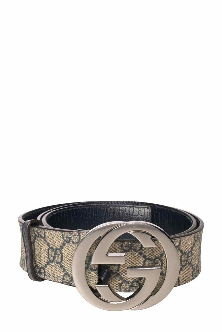 Gucci Size 36 GG Supreme Coated Canvas Interlocking G Buckle Men's Belt
