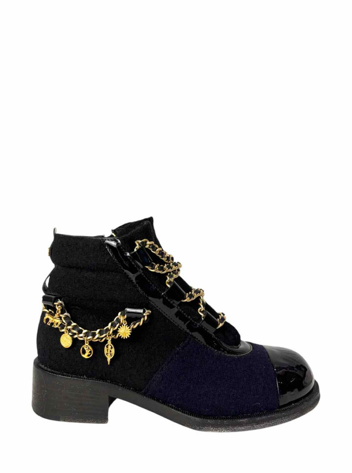 Chanel Size 37.5 Paris Salzburg Wool Ankle Boots
