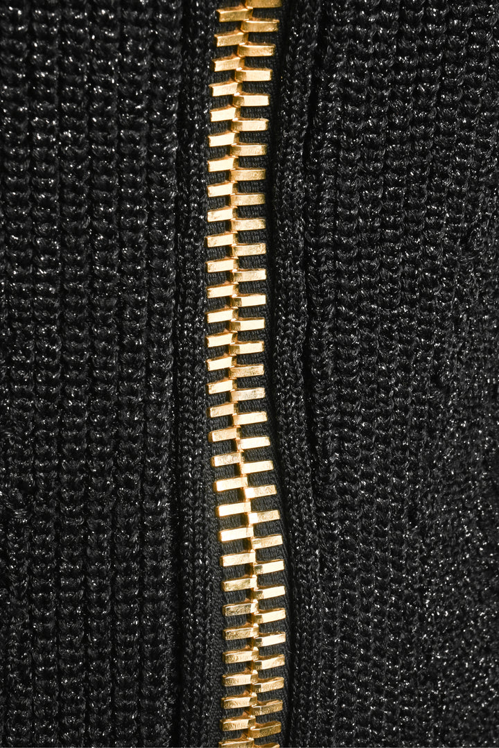 Tom Ford Size L Metallic Knit Zip-Up Cardigan