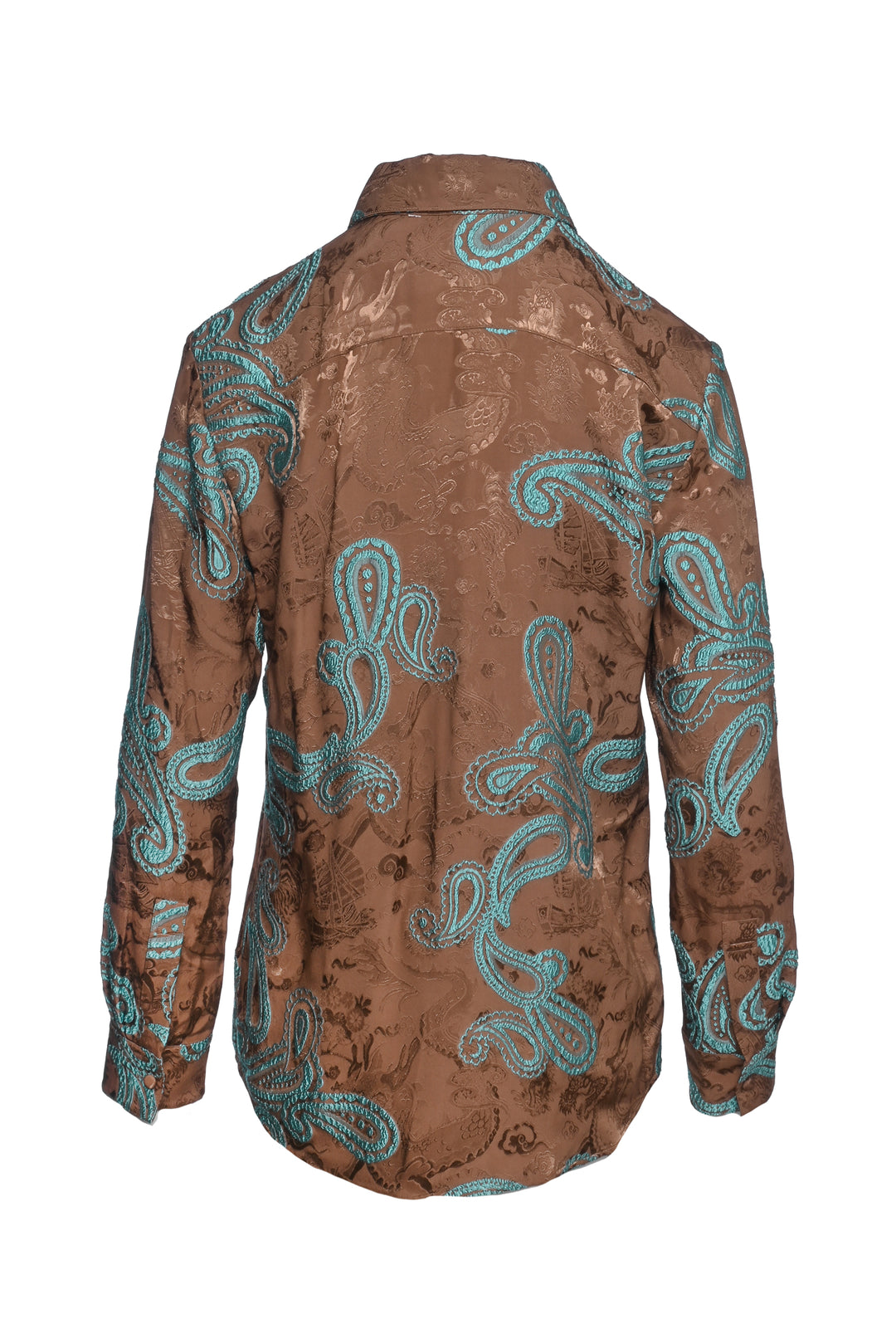 Tory Burch Size 4 Satin Paisley Embroidered Shirt