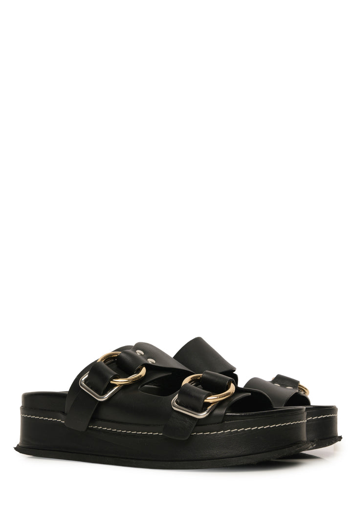 3.1 Phillip Lim Size 37 Freida Platform Double Buckle Slide Sandals