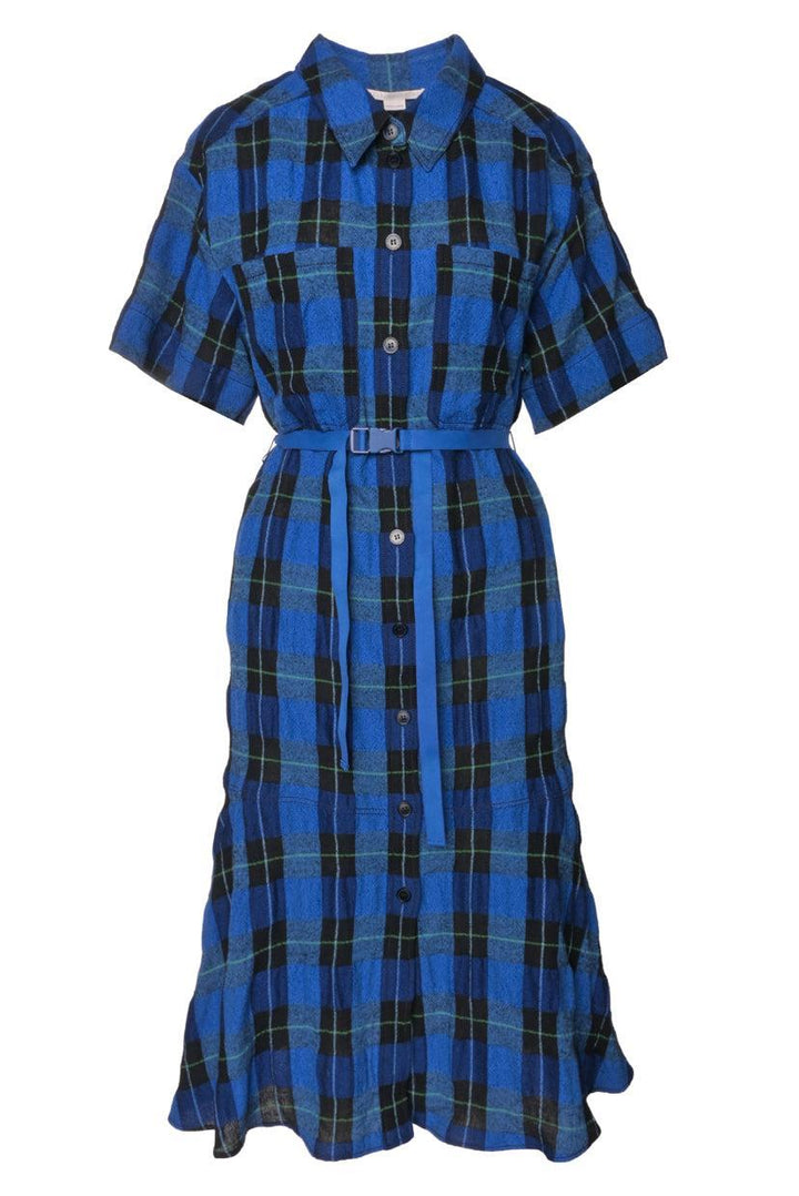 Stella Mccartney Size 34 Plaid Print Wool Blend Dress