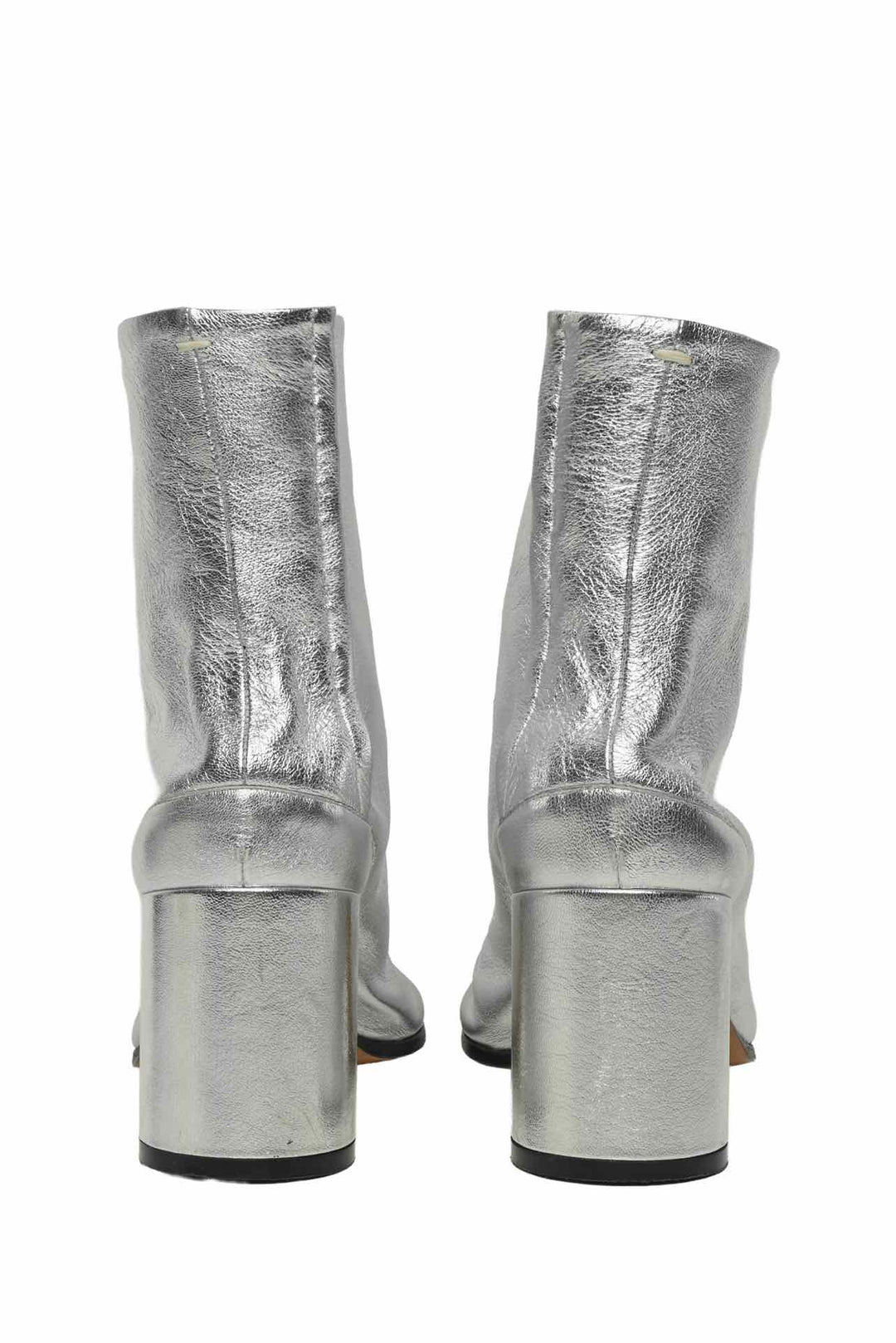 Maison Martin Margiela Size 35 Metallic Silver Leather Tabi Ankle Boots