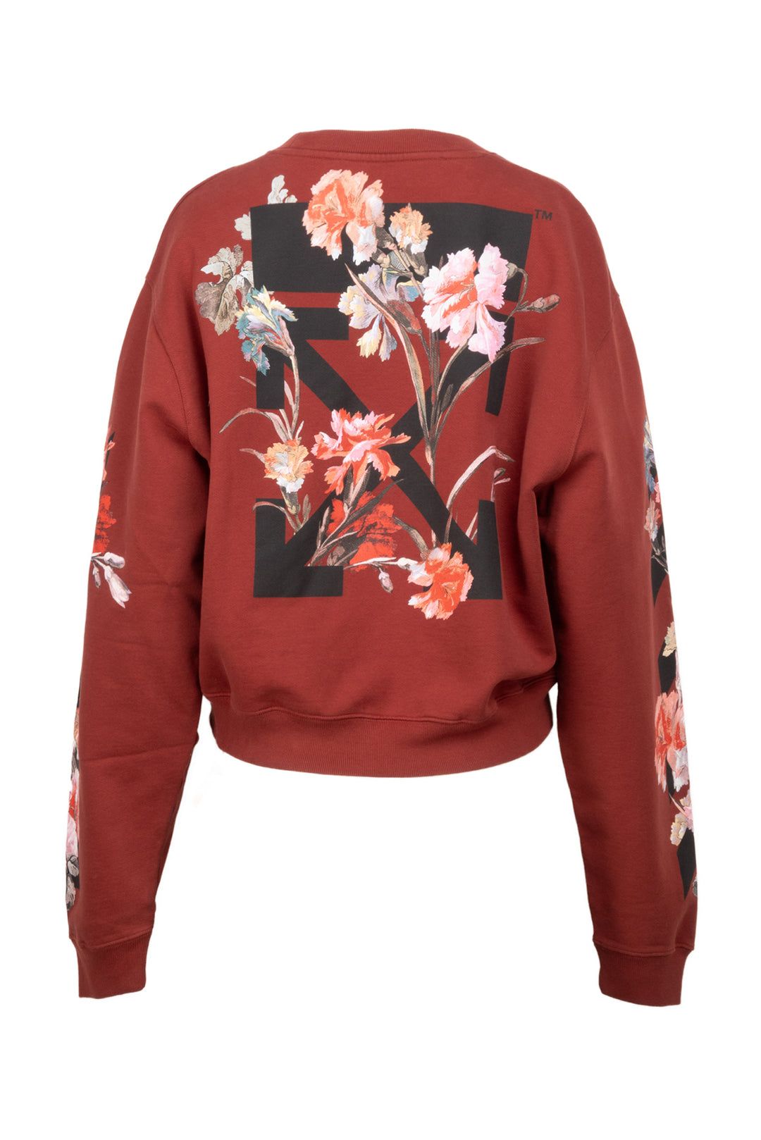 Off White Size M Flower Carryover Crop Crewneck Sweatshirt