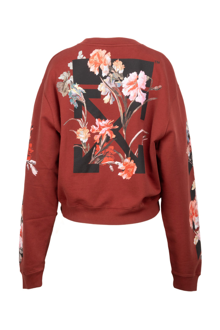 Off White Size M Flower Carryover Crop Crewneck Sweatshirt