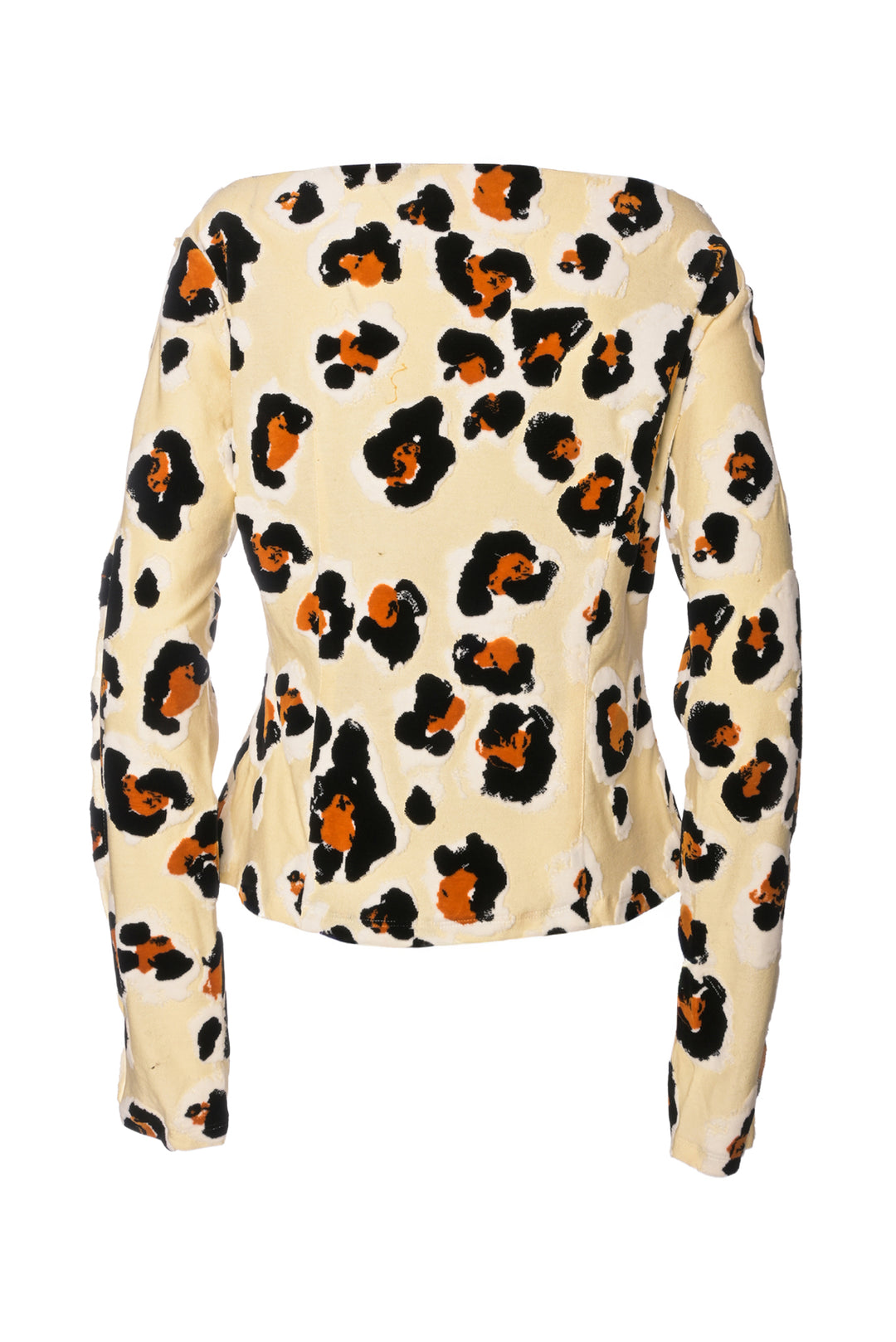 Marni Size 42 Leopard-Print Off Shoulder Long Sleeve T-Shirt