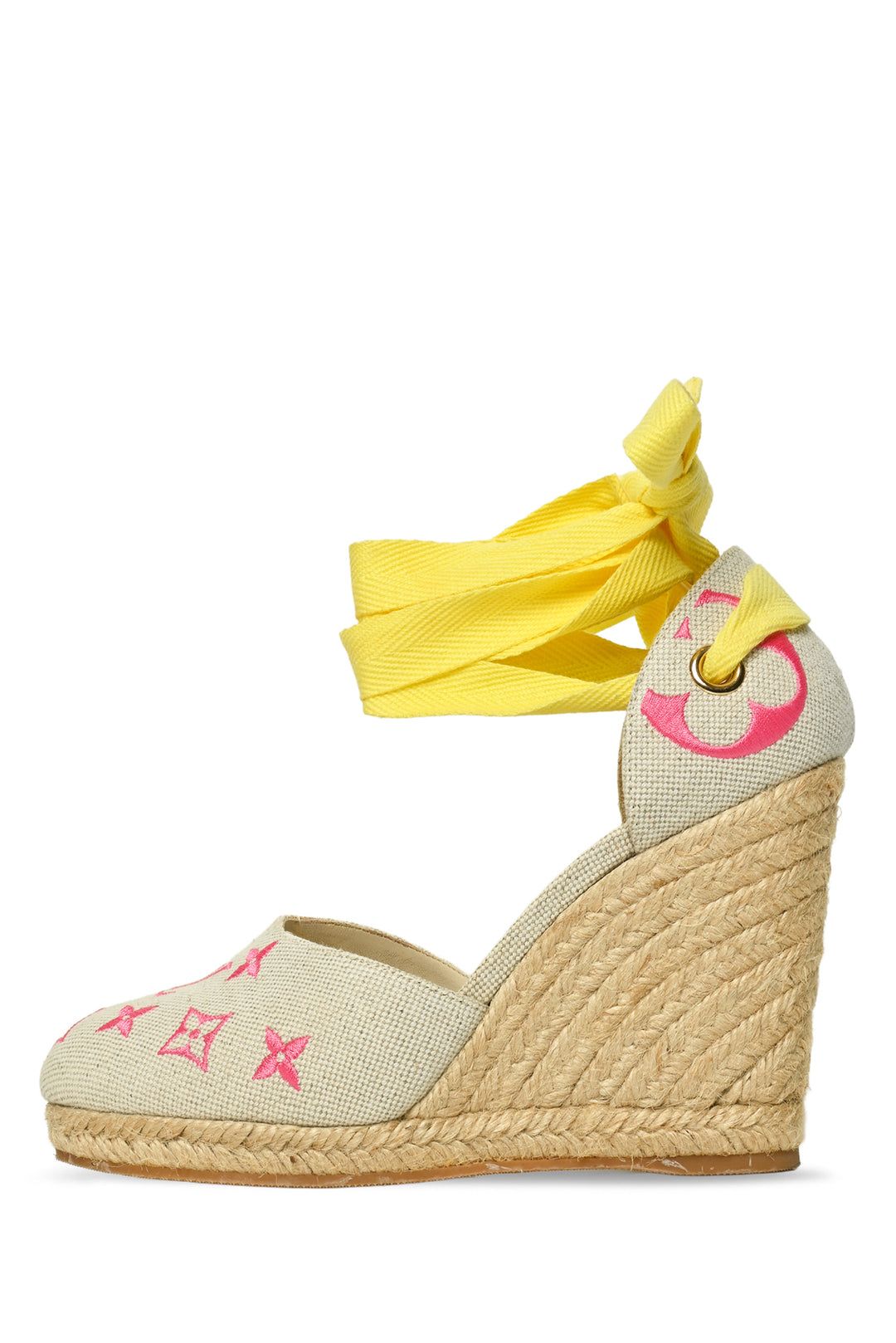 Louis Vuitton Size 38 Canvas Monogram Starboard Wedge Espadrilles