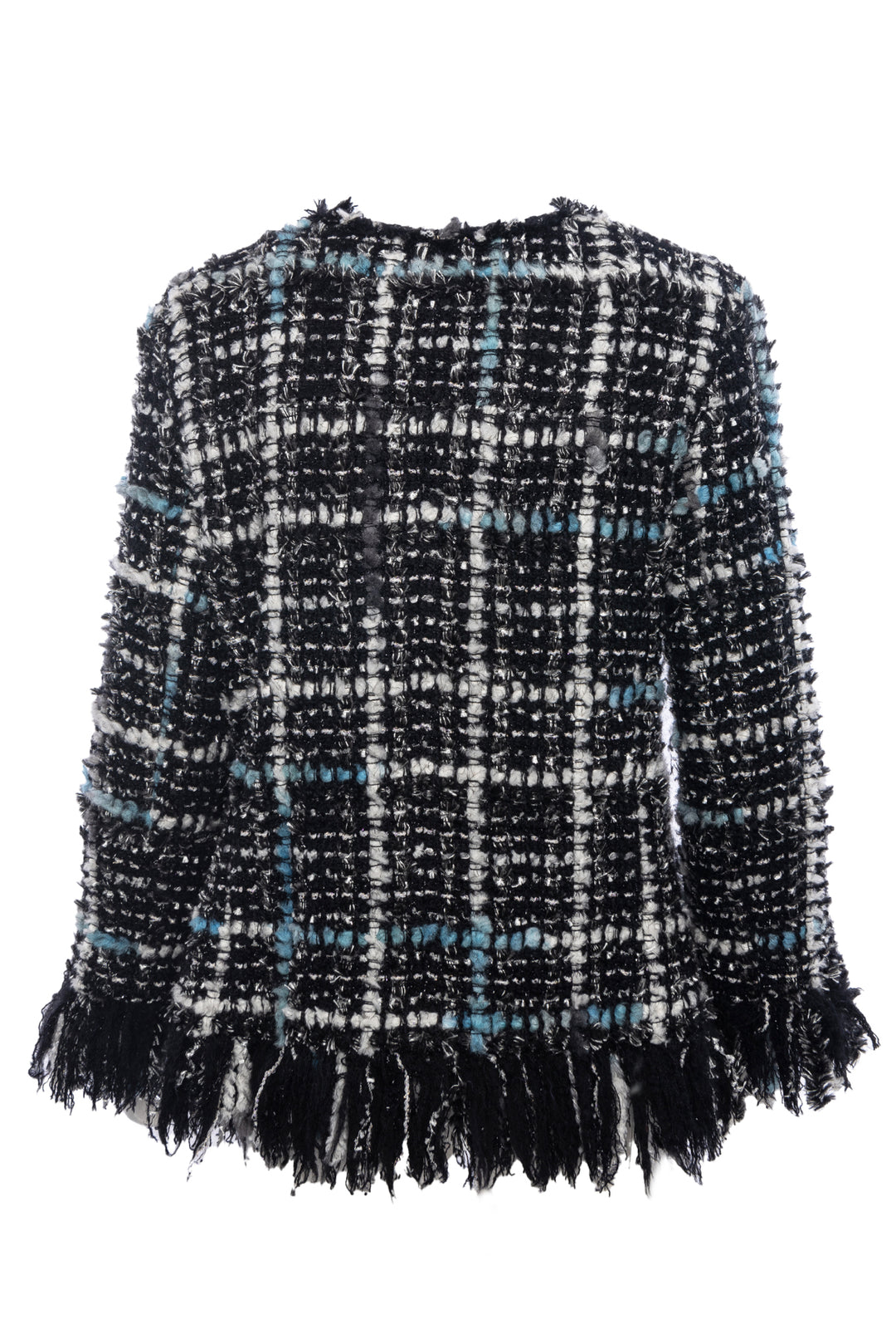 Chanel Size 42 Fringe Tweed Jacket