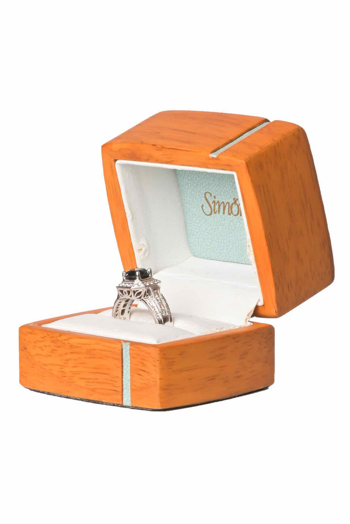 Simon G Size 6 18K White Gold Art Deco Geometric Diamond Ring