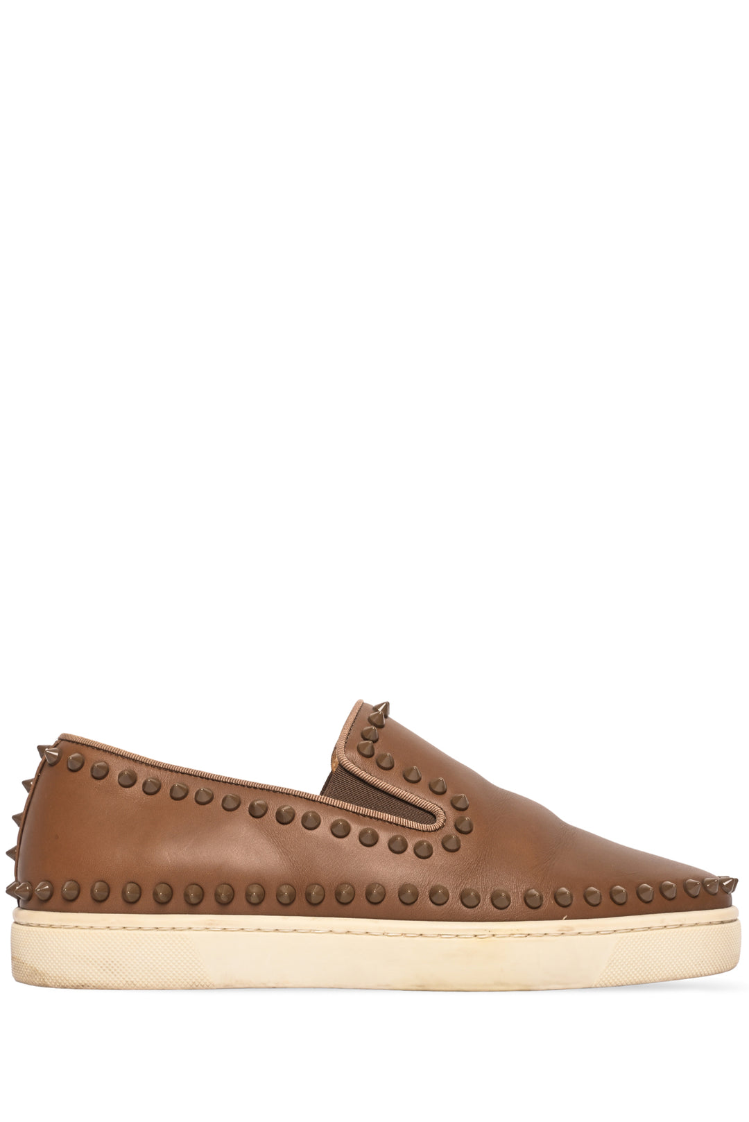 Mens Shoe Size 40 Christian Louboutin Men's Pik Boat Slip-On Leather Sneakers