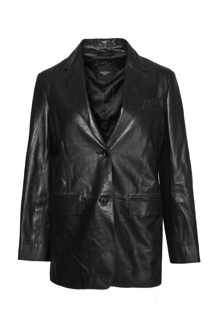 Weekend Max Mara Size 8 Marat Leather Blazer Jacket