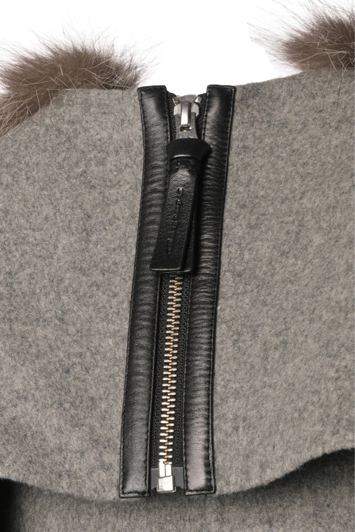 Mackage Size OS Wool & Cashmere Fox Fur Hooded Shawl