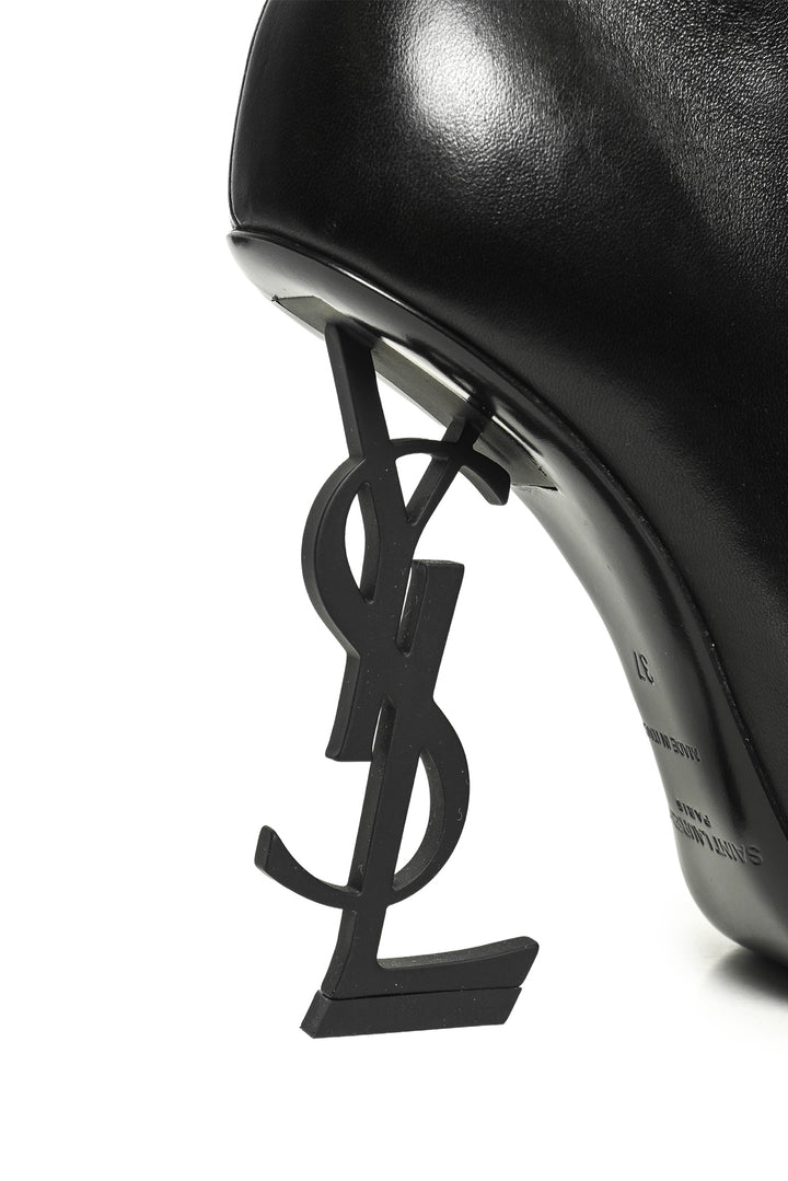 Saint Laurent Size 37 Opyum Pointed Toe Leather Ankle Boots