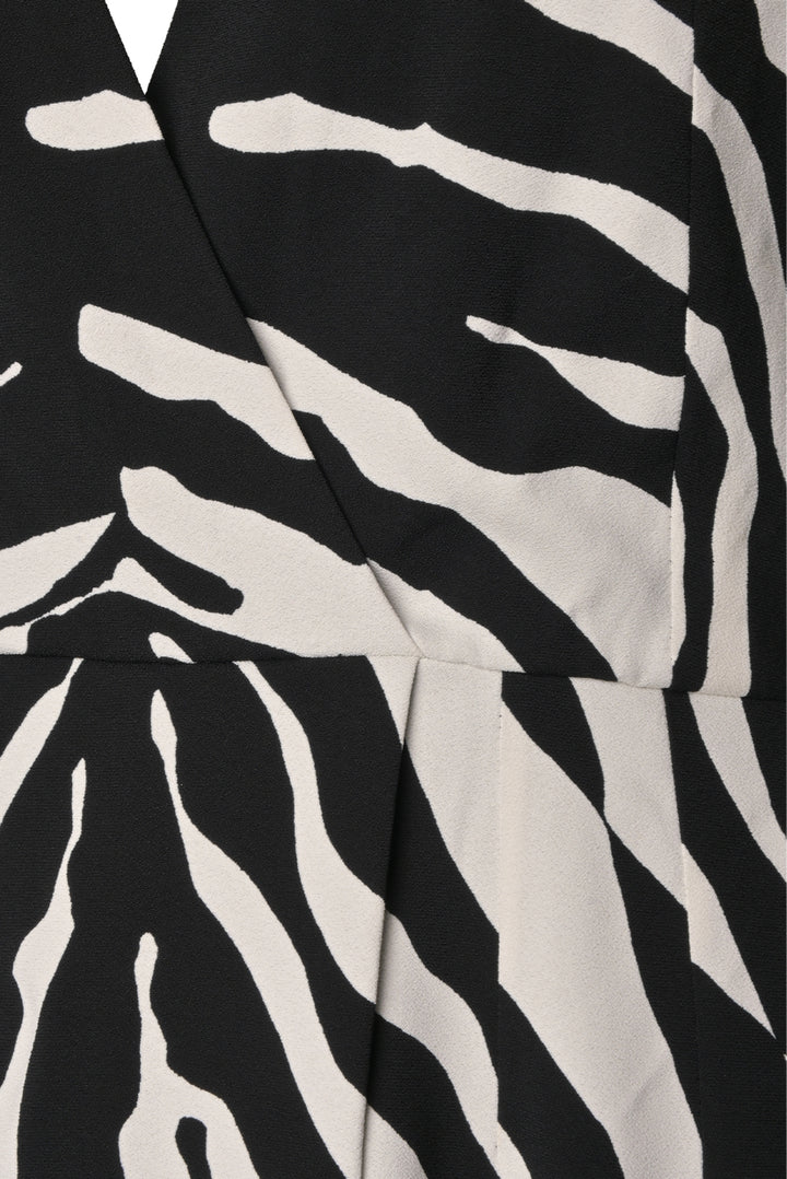 Dolce & Gabbana Size 42 Zebra-Printed V-Neck Midi Dress