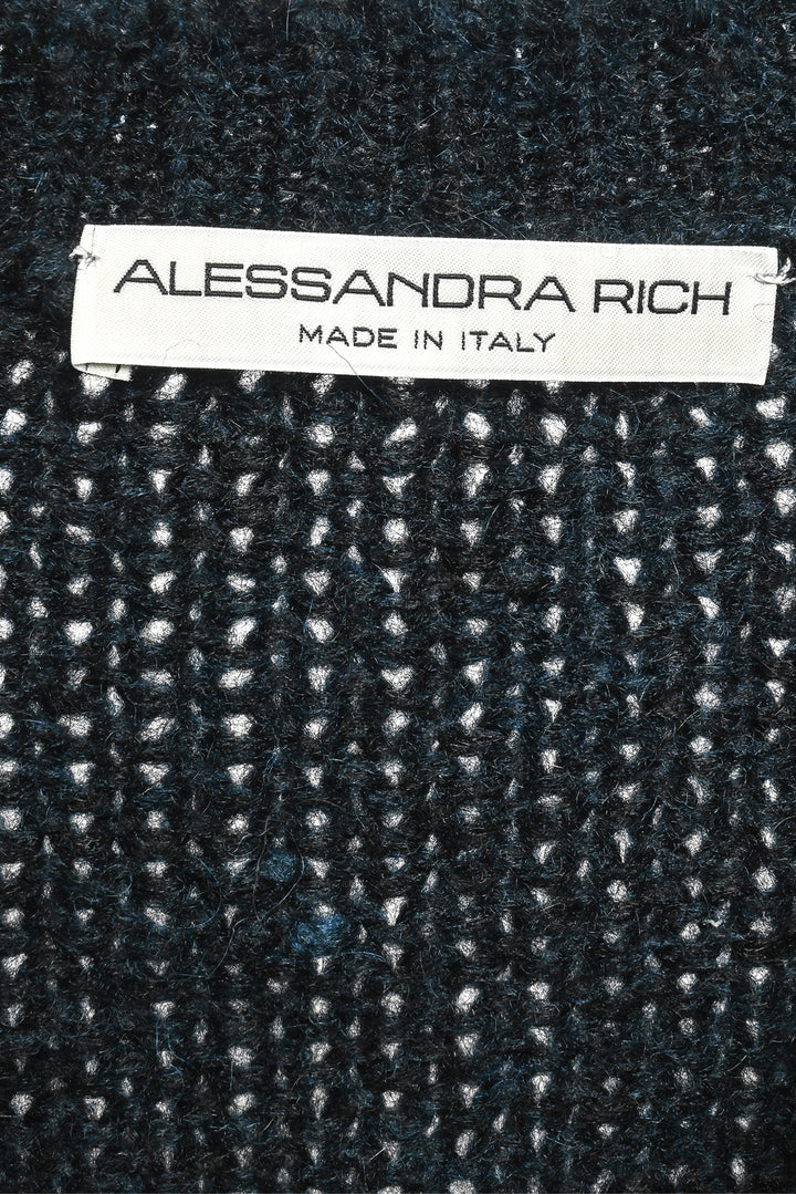 Alessandra Rich Size 38 Hot Fix Crystals Cropped Cardigan