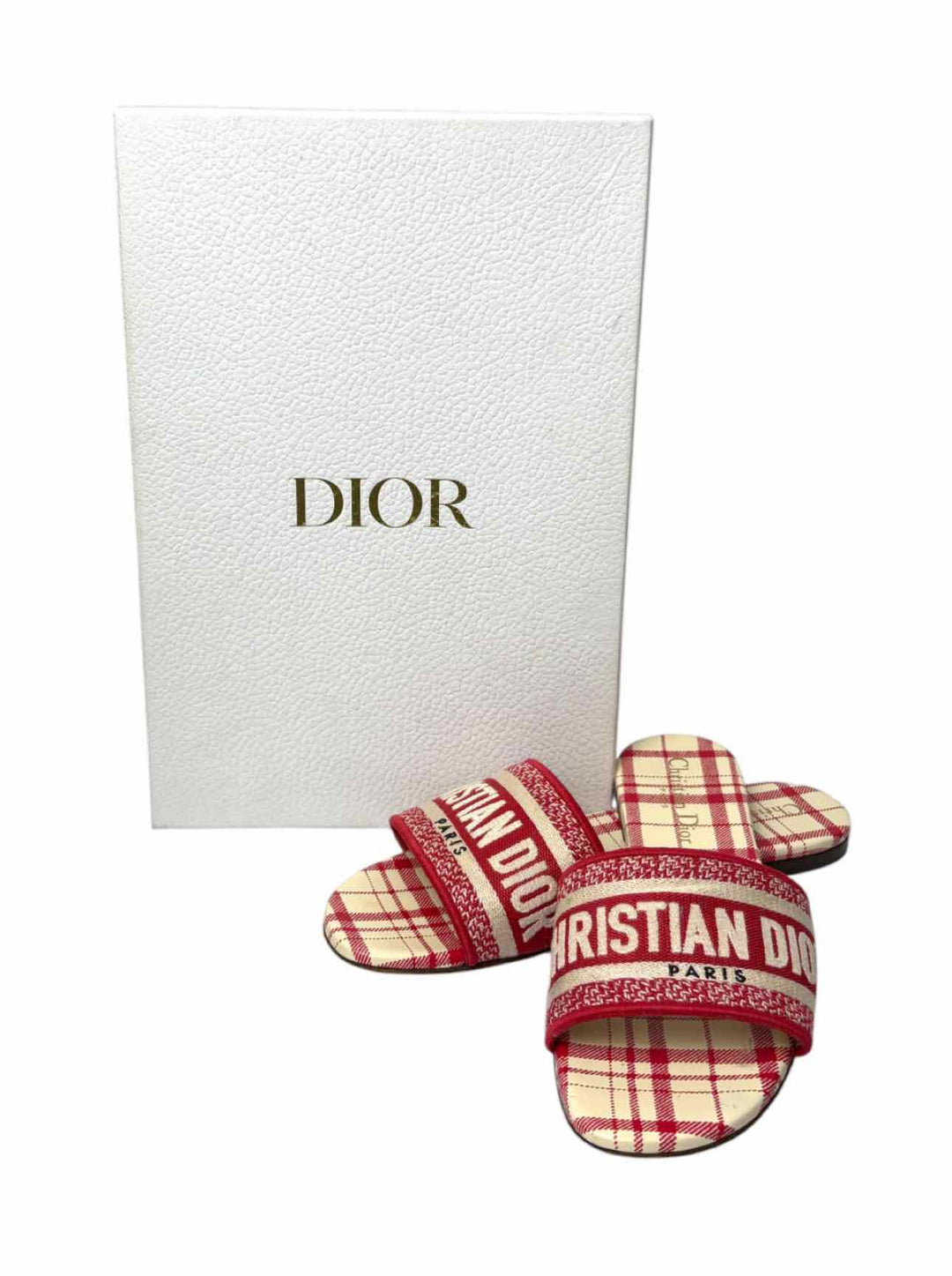 Christian Dior Size 37.5 D-Way Check Mules & Clogs