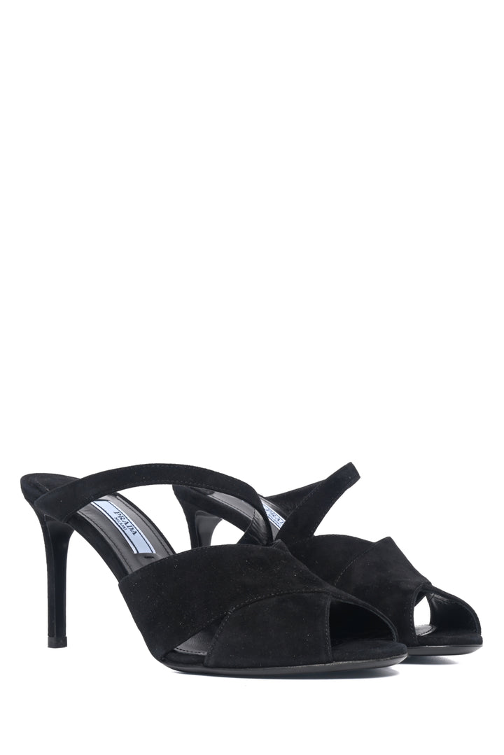 Prada Size 36.5 Suede Mules Sandals