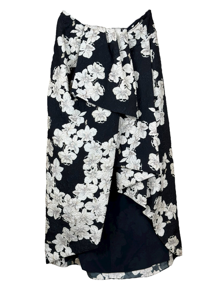 Erdem Size 4 Floral Jacquard Asymmetrical Midi Skirt