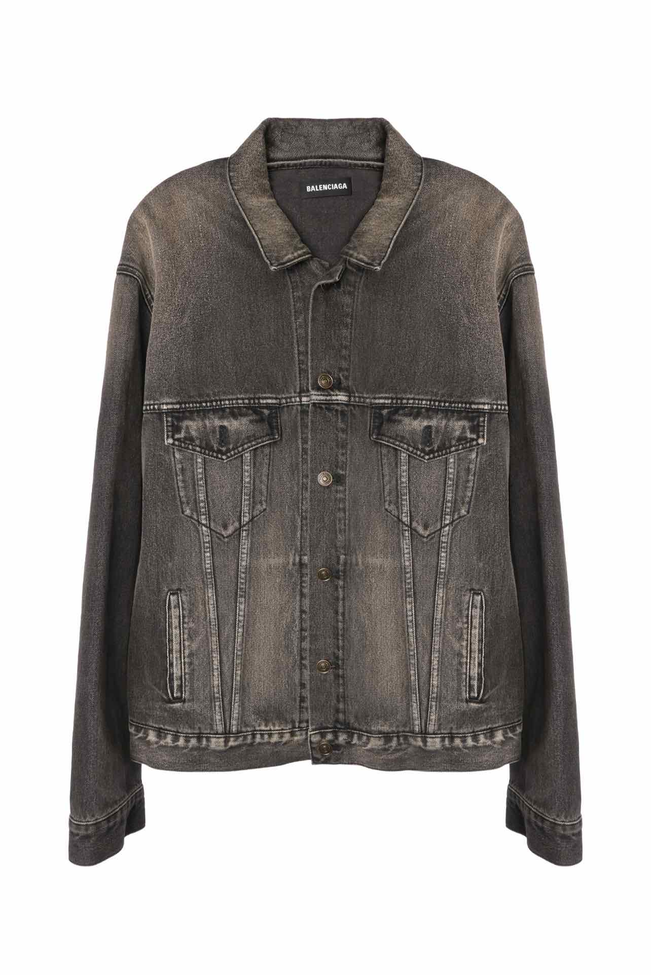 BALENCIAGA ダークグレー デニムジャケット サイズ46 Balenciaga Size S Men's 2018 You Are The World Distressed Denim