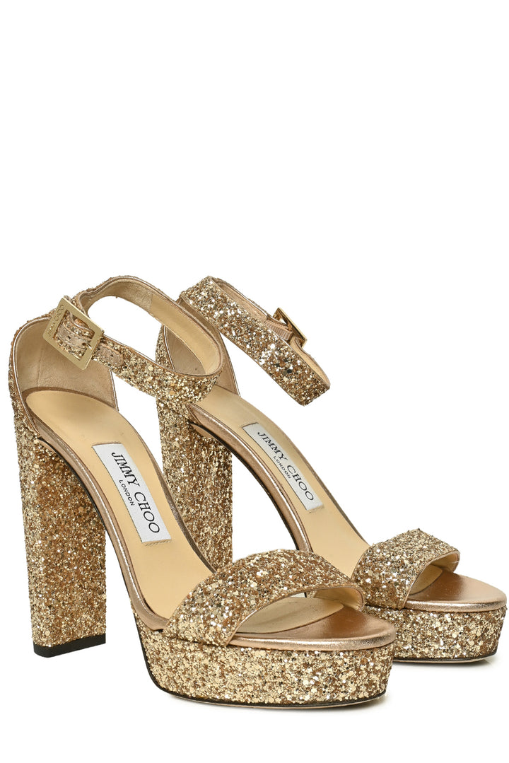 Jimmy Choo Size 37 Holly Glitter Sandals