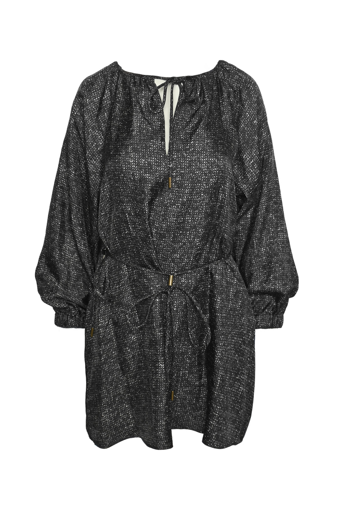 Maxmara Size 0 Long Sleeve Patterned Silk Mini Dress