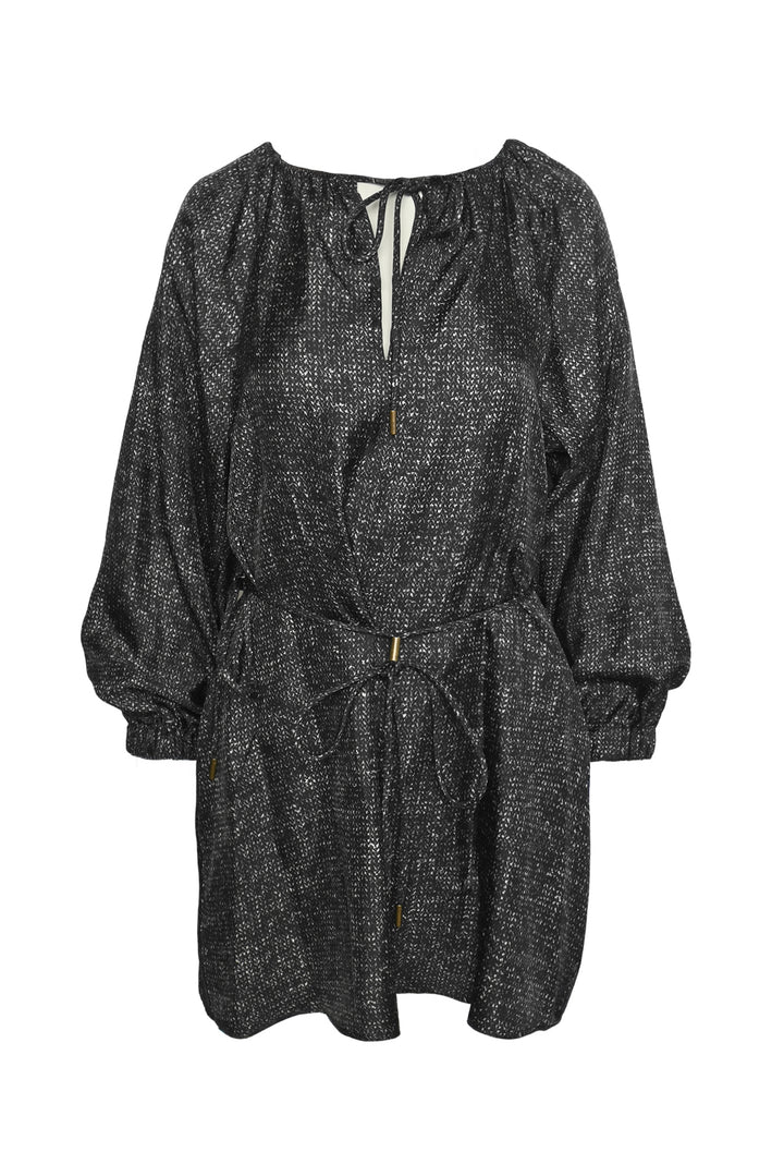 Maxmara Size 0 Long Sleeve Patterned Silk Mini Dress