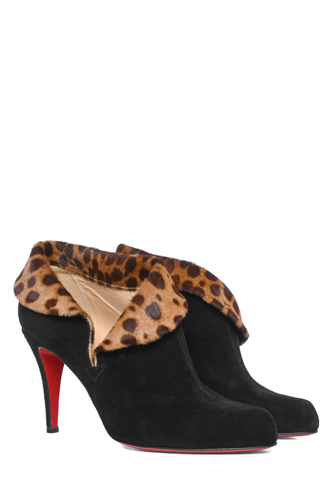 Christian Louboutin Size 40 Leopard Print Pony Hair Ankle Boots