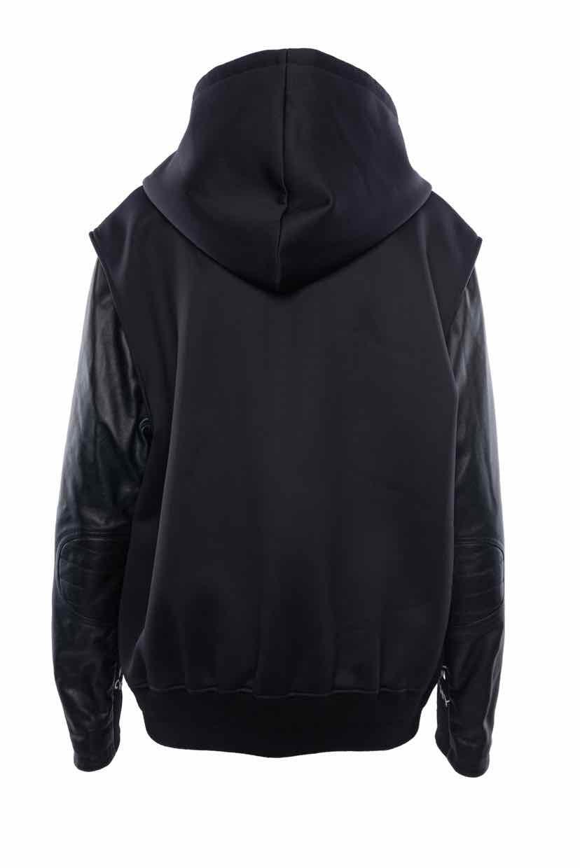 Givenchy Size 52 Men's Leather Sleeve Hooded Zip-Up Jacket