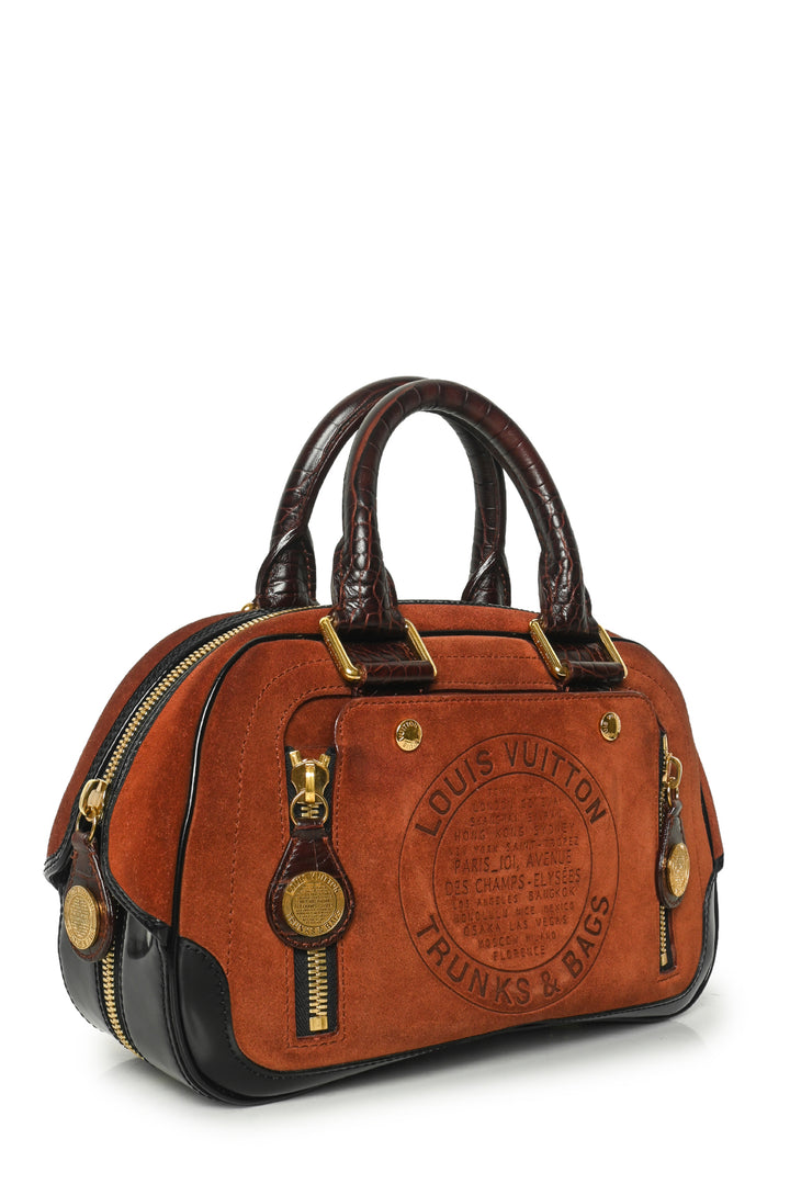 Louis Vuitton Vintage Suede Havane Stamped Trunk PM Purse