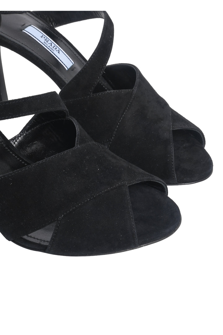 Prada Size 36.5 Suede Mules Sandals