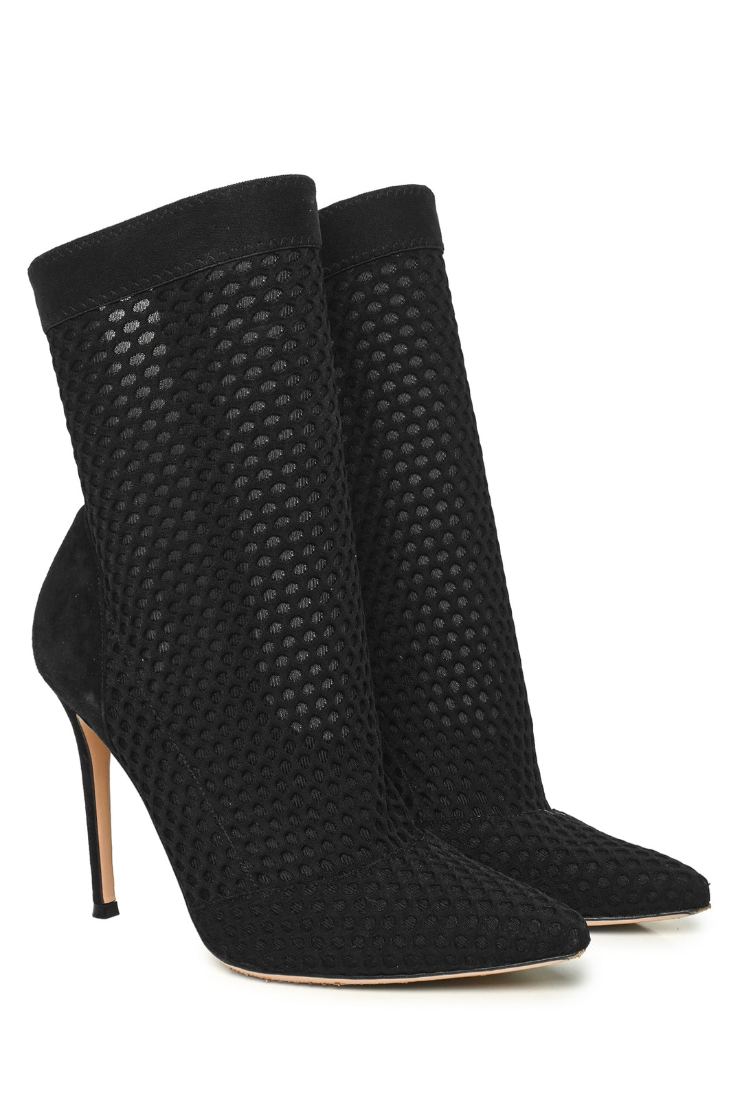 Gianvito Rossi Size 38.5 Mesh & Suede Knit Sock Ankle Boots