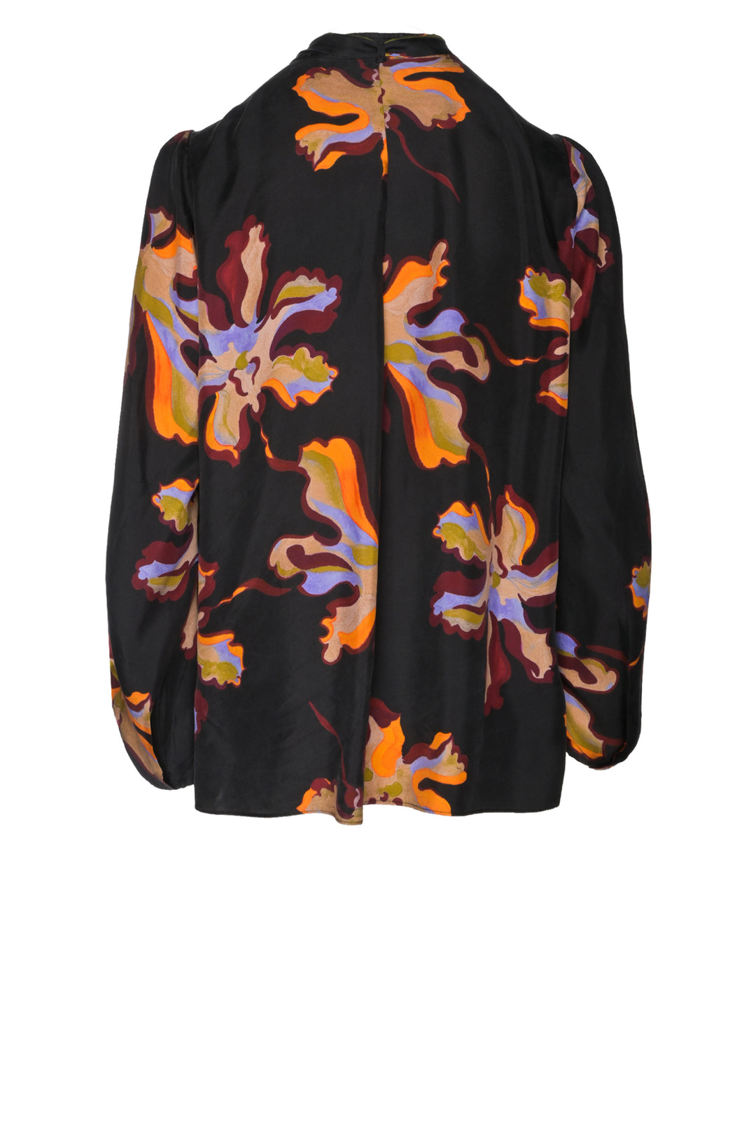 Dorothee Schumacher Size XL Floral Seductive Printed Silk Tie-Neck Top
