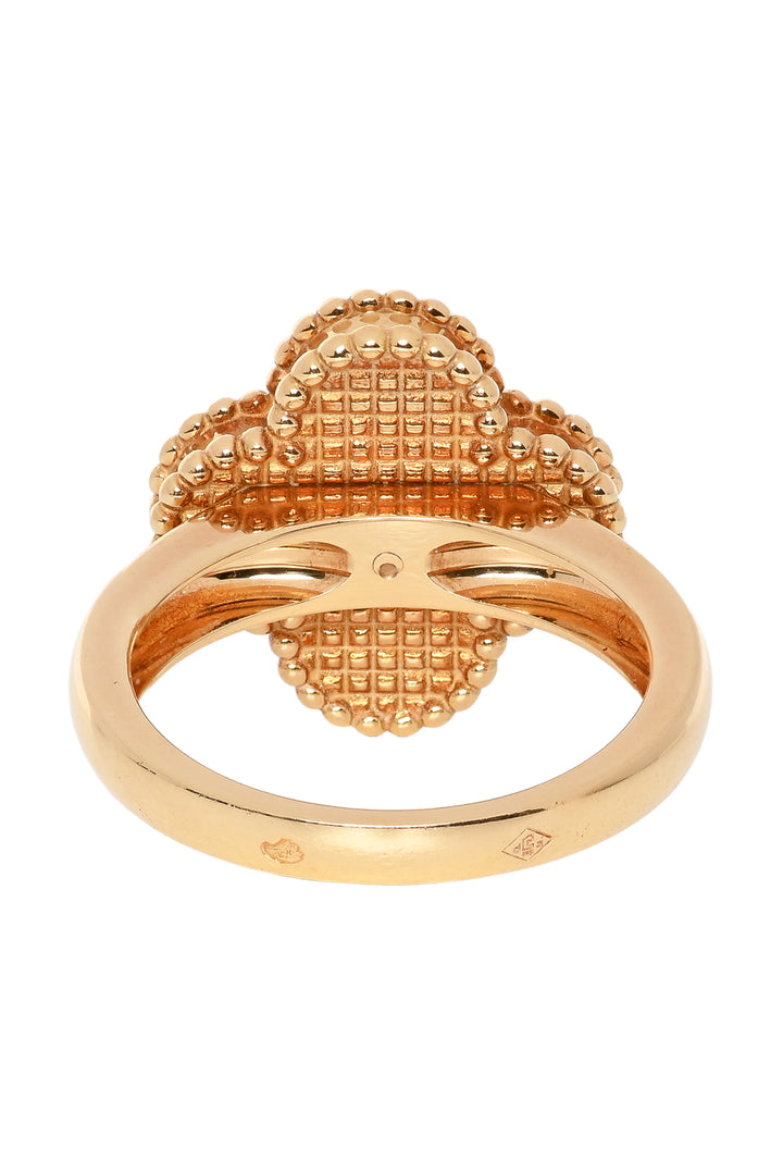 Van Cleef & Arpels Size 5 18K Yellow Gold, Onyx & Diamond Vintage Alhambra Ring